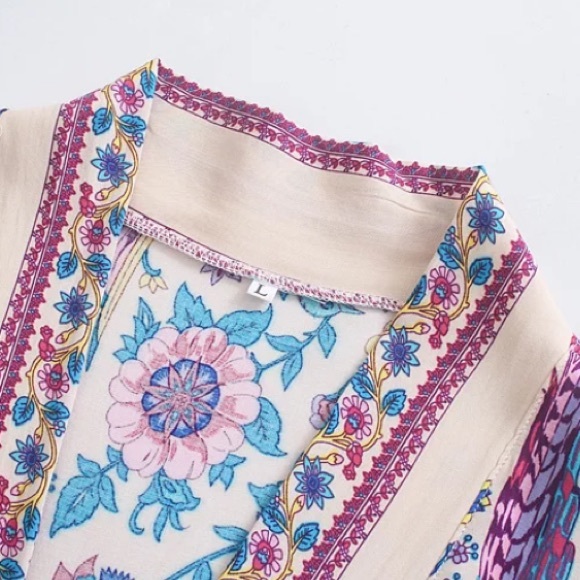 SOLD OUT Colorful Floral Peacock Bohemian Kimono Duster - Picture 6 of 13